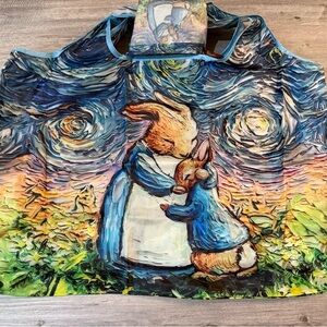 NEW Peter Rabbit Oil Painting Imitation Foldable Shopping Tote Bag 15x22inches
